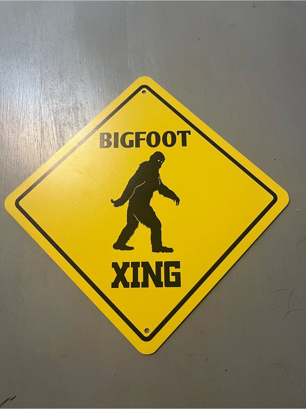 Bigfoot Xing Yellow Wall Sign - Home Wall Decor